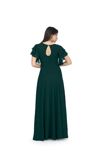 Bosaru women charming geometric Embellished Green Gown