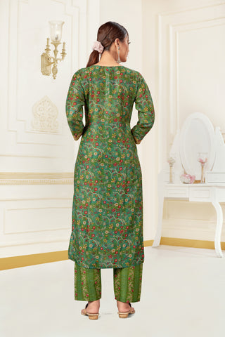 Bosaru Angrakha Kurta Set Green