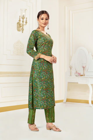 Bosaru Angrakha Kurta Set Green