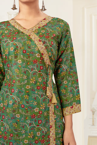 Bosaru Angrakha Kurta Set Green