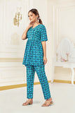 Bosaru Bandhani Silk Print Kurta Set Blue