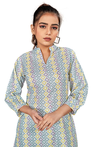 Bosaru Rainbow Floral Kurti With Pant (Coord Set)