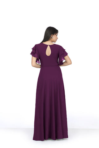 Bosaru women charming geometric Embellished Wine Gown