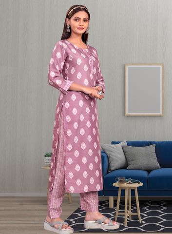 Bosaru Muslin Kurta Set Pink