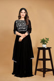 Bosaru embroidered Dress With Dupatta And Belt Black