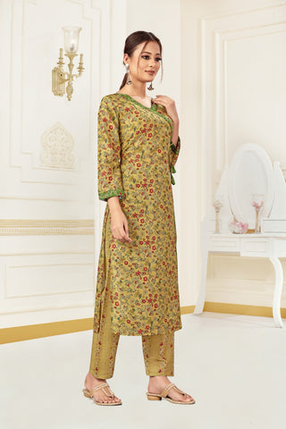 Bosaru Angrakha Kurta Set Mustard