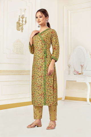 Bosaru Angrakha Kurta Set Mustard