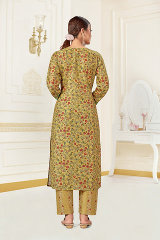 Bosaru Angrakha Kurta Set Mustard