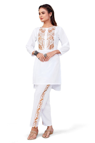 BOSARU Embroidered White Coord Set