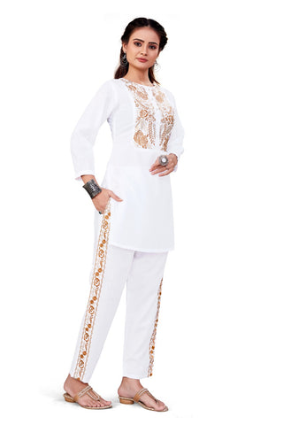 BOSARU Embroidered White Coord Set