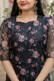 Girl's And Women's Attractive orgenza Silk Short Sleeves Printed  Kurti