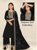 Women's Vichitra Straight Kurta plaza Set with Dupatta