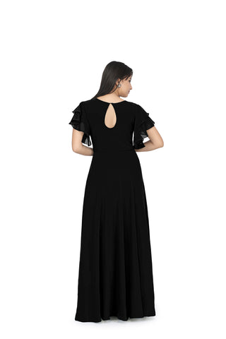 Bosaru women charming geometric Embellished Black Gown