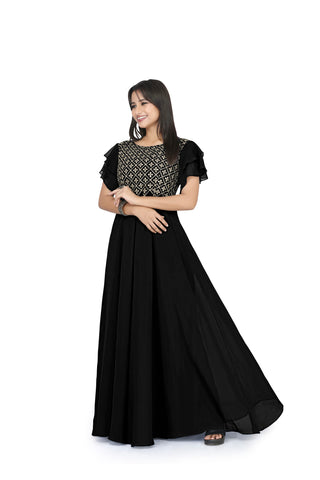 Bosaru women charming geometric Embellished Black Gown